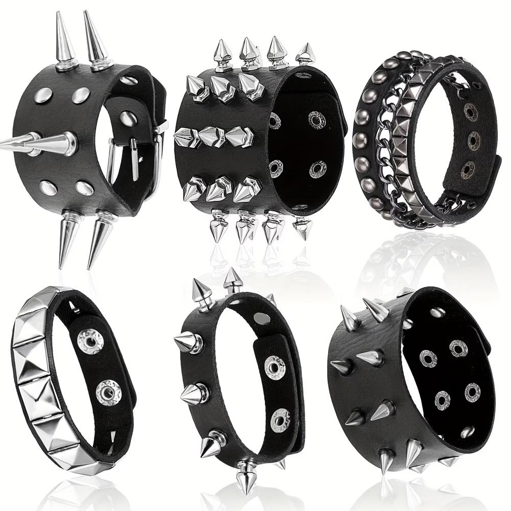 6-Piece Set Of Punk Gothic Pu Leather Bracelets, Gothic Punk Style, Unisex, Adjustable Metal Wristbands
6-Piece Set Of Punk Gothic Pu Leather Bracelets, Gothic Punk Style, Unisex, Adjustable Metal Wristbands