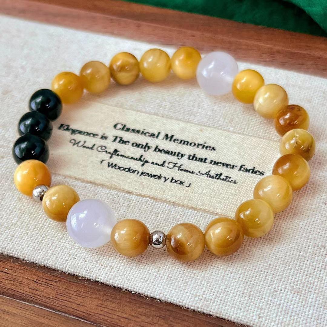 Vintage Maillard Style Natural Eye Stone White Chalcedony Black Agate Bracelet Atmosphere Bracelet
Vintage Maillard Style Natural Eye Stone White Chalcedony Black Agate Bracelet Atmosphere Bracelet