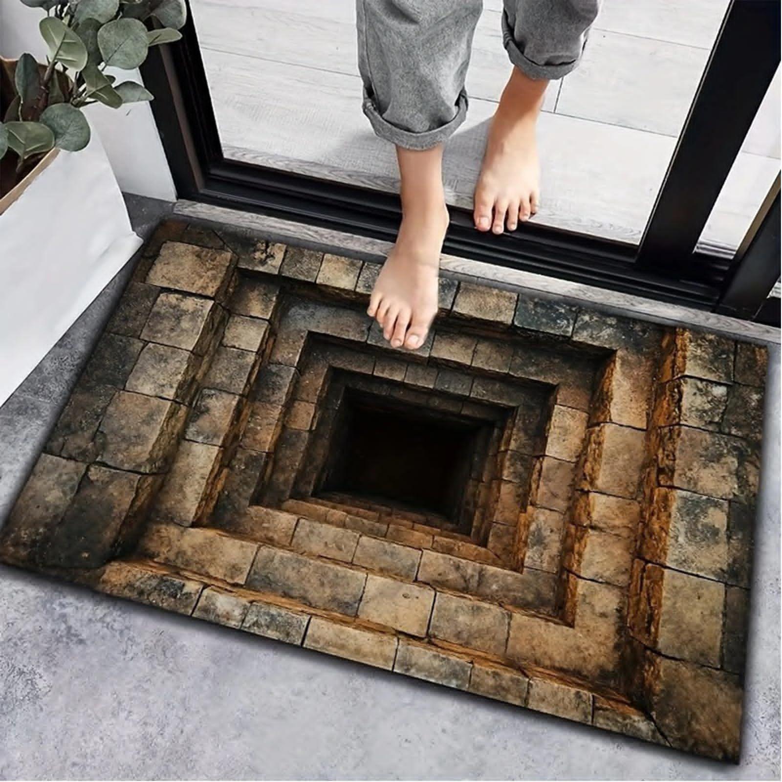 3D Optical Illusion Welcome Mat with Endless Pit Design Non-Slip Floor Mat for Unique Home Decor, Black Gray Carpet Gift 40X60cm
3D Optical Illusion Welcome Mat with Endless Pit Design Non-Slip Floor Mat for Unique Home Decor, Black Gray Carpet Gift 40X60cm