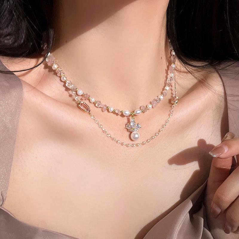 French pearl crown water drop double-layer necklace niche light luxury temperament neck chain high-end design neck jewelry women
French pearl crown water drop double-layer necklace niche light luxury temperament neck chain high-end design neck jewelry women