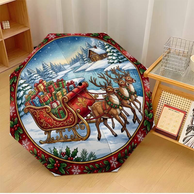 Christmas Santa with Holly Printed umbrella windproof folding umbrella portable sun and rain umbrella suitable for gifting
Christmas Santa with Holly Printed umbrella windproof folding umbrella portable sun and rain umbrella suitable for gifting