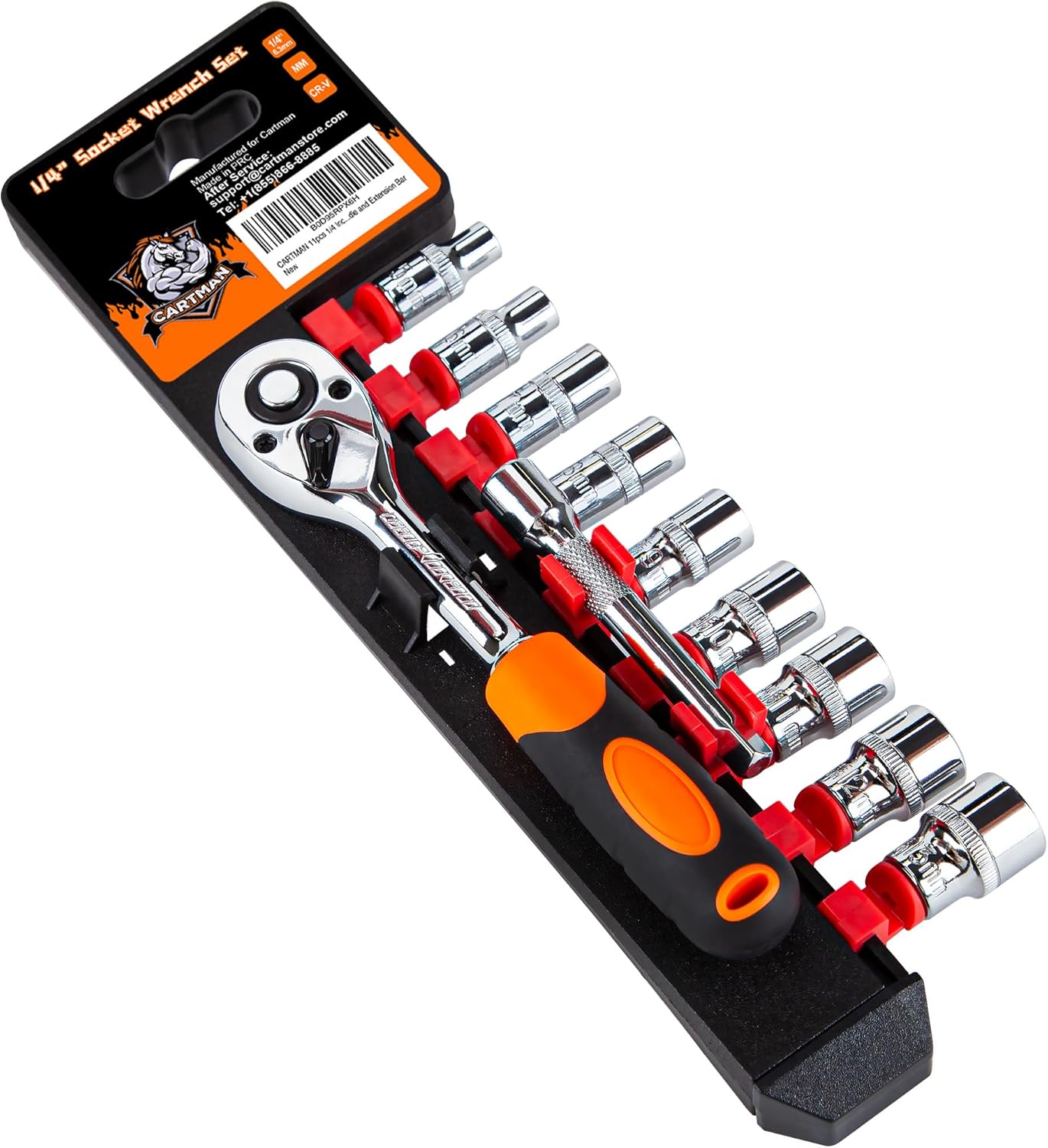 11pcs 1/4 Ratchet Socket Wrench Set with 9 Sockets 5-13mm, Quick-Release Handle & Extension
11pcs 1/4 Ratchet Socket Wrench Set with 9 Sockets 5-13mm, Quick-Release Handle & Extension