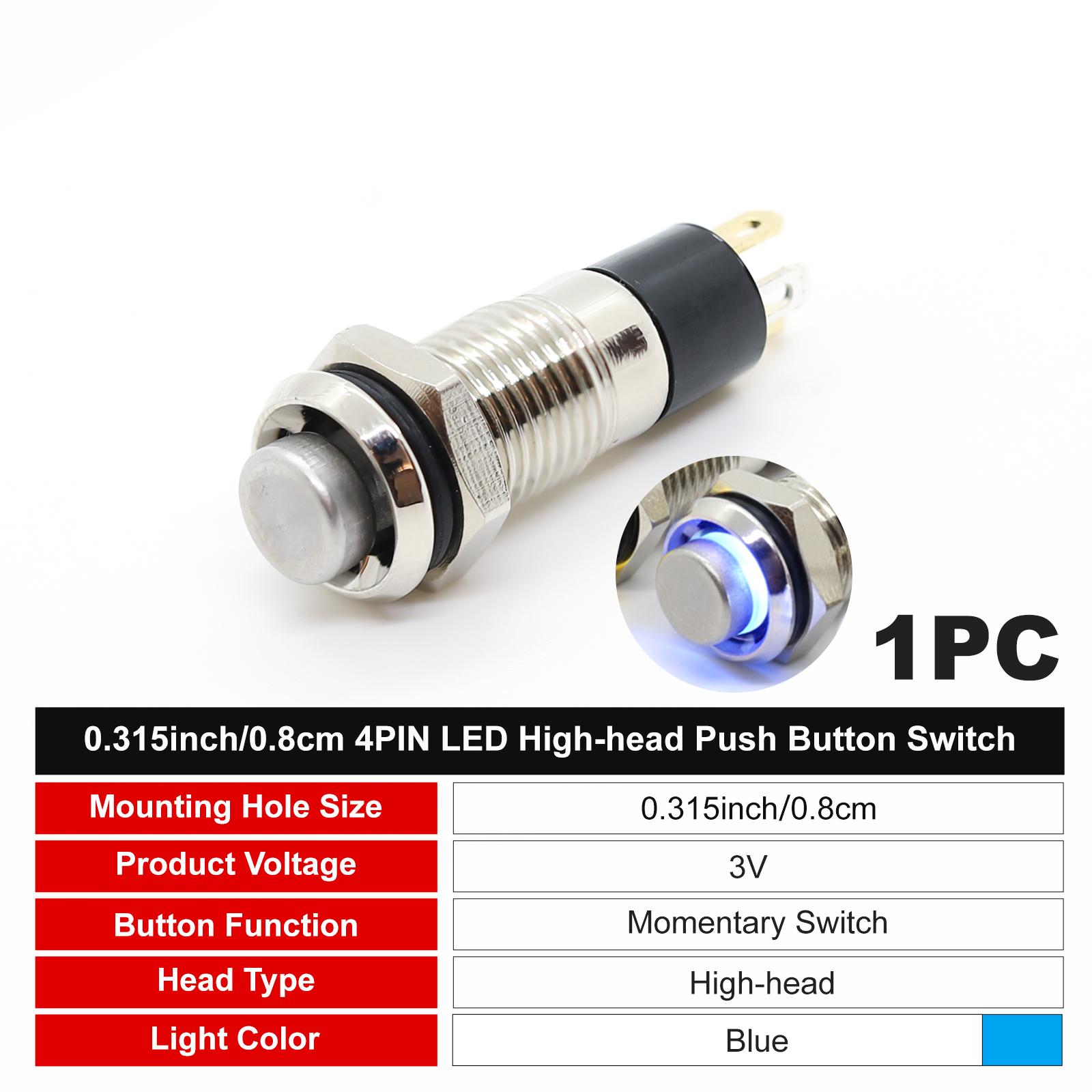 FILN 8MM High Head Metal Momentary Push Button Switch - 3V LED Illuminated, Waterproof, Auto Reset momentary
FILN 8MM High Head Metal Momentary Push Button Switch - 3V LED Illuminated, Waterproof, Auto Reset momentary