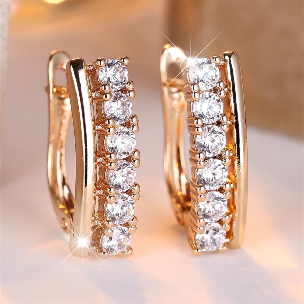 Single Row Round Stone White Zircon Hoop Earrings For Women Vintage Gold Color Wedding Party Jewelry
Single Row Round Stone White Zircon Hoop Earrings For Women Vintage Gold Color Wedding Party Jewelry