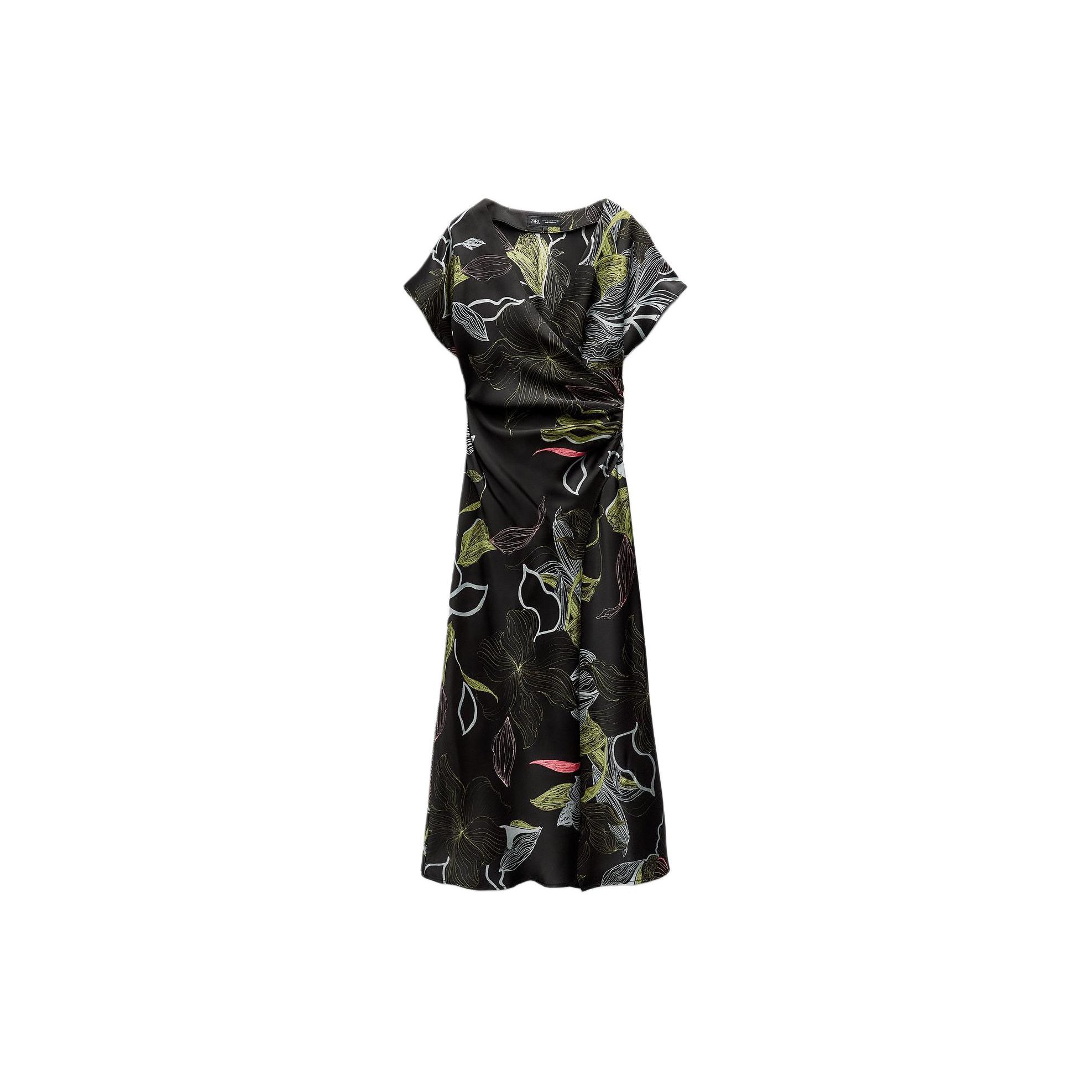 Zara Satin Feel Printed V-Neck Midi Short Sleeve Dress Women Dresses Black Green 2398113-031 S
Zara Satin Feel Printed V-Neck Midi Short Sleeve Dress Women Dresses Black Green 2398113-031 S