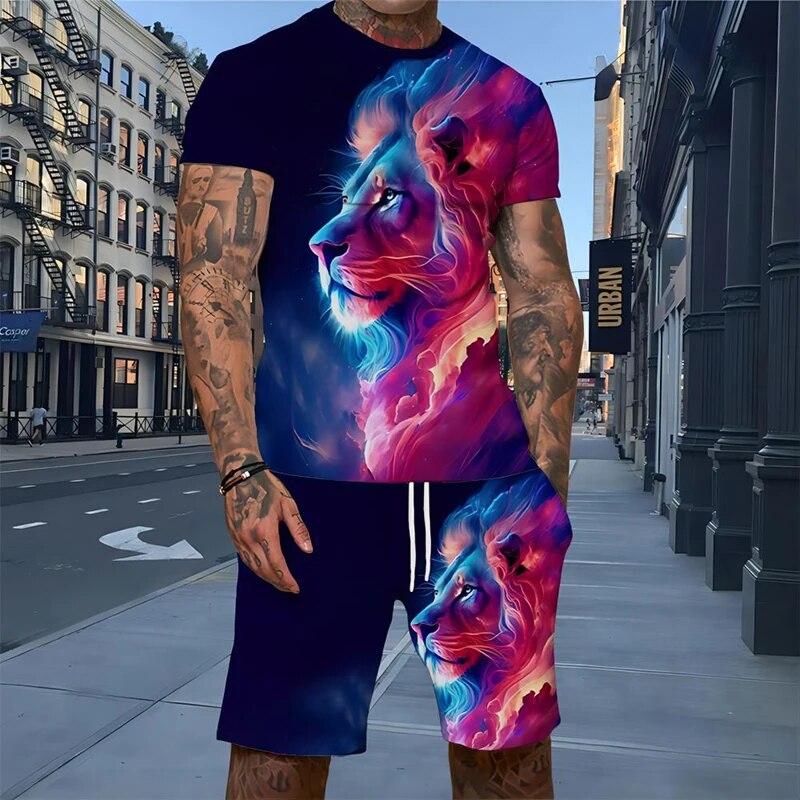 2024 New Men s Set Fashion 2-piece Set Lion 3D Print Men T-Shirt Shorts Suit Summer Men Tracksuit Oversized Sets Men s Clothing
2024 New Men s Set Fashion 2-piece Set Lion 3D Print Men T-Shirt Shorts Suit Summer Men Tracksuit Oversized Sets Men s Clothing