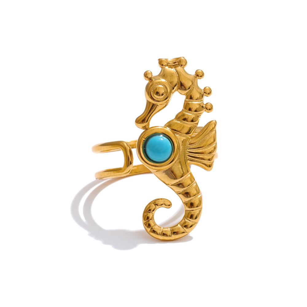 Yhpup Ocean Style Squid Seahorse Golden Ring Wholesale Summer Stainless Steel Personalized Charm Jewelry Accessories resizable
Yhpup Ocean Style Squid Seahorse Golden Ring Wholesale Summer Stainless Steel Personalized Charm Jewelry Accessories resizable
