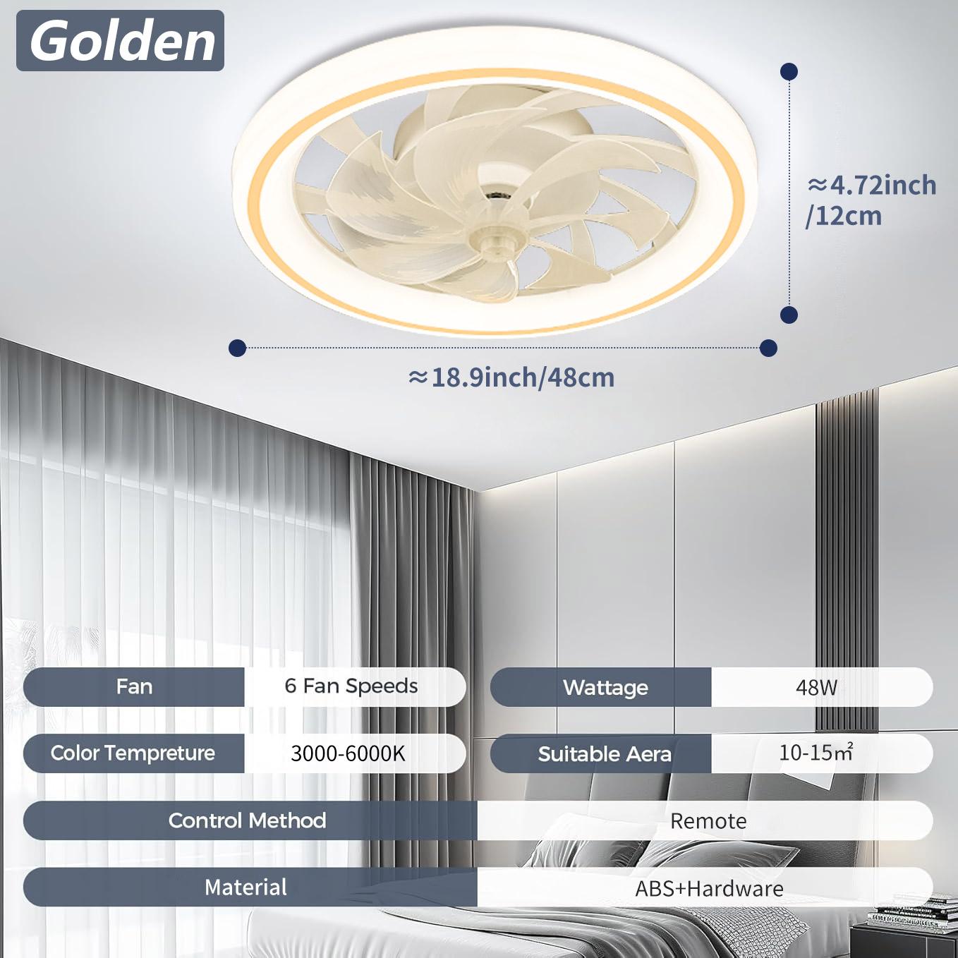 48cm Ceiling Fan Light, Thin Silent Ceiling Fan with Remote Control, Unlimited Dimming, 6-speed Adjustment, Bedroom Living Room RC&110-240V
48cm Ceiling Fan Light, Thin Silent Ceiling Fan with Remote Control, Unlimited Dimming, 6-speed Adjustment, Bedroom Living Room RC&110-240V