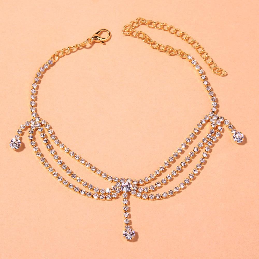 Zinc Zinc Alloy Multilayer Rhinestone Anklet with Tassel Sparkling Anklet Bracelet Jewelry Accessories
Zinc Zinc Alloy Multilayer Rhinestone Anklet with Tassel Sparkling Anklet Bracelet Jewelry Accessories