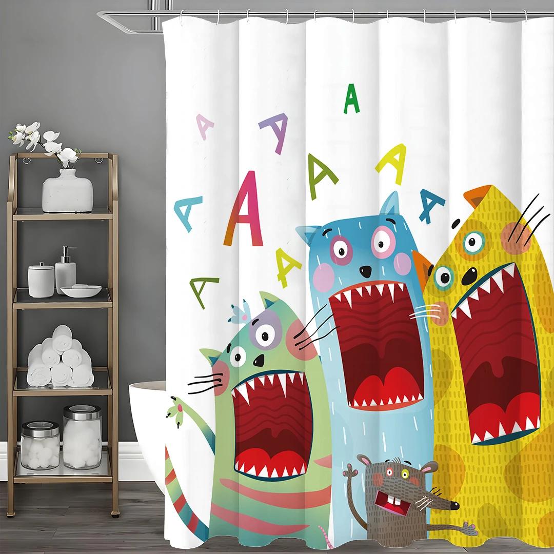 Colorful Monster Shower Curtain For A Fun And Playful Bathroom, Featuring Whimsical Cartoon Characters With Big Grins And W60H190(CM)-1 Pcs
Colorful Monster Shower Curtain For A Fun And Playful Bathroom, Featuring Whimsical Cartoon Characters With Big Grins And W60H190(CM)-1 Pcs