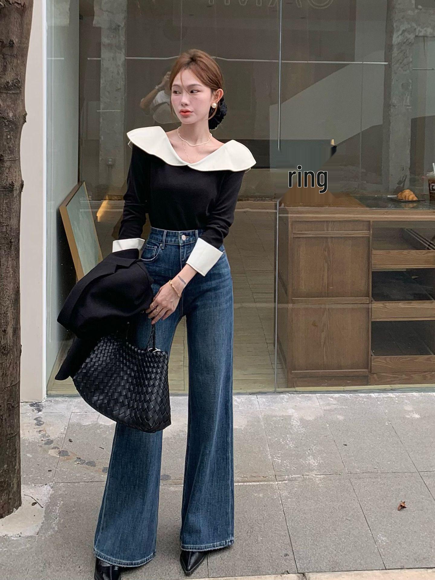 High-Waisted Wide-Leg Flare Jeans for Women - Hong Kong Style, Slimming, Floor-Length, Versatile Pants for Autumn/Winter. XL (118-128 lbs)
High-Waisted Wide-Leg Flare Jeans for Women - Hong Kong Style, Slimming, Floor-Length, Versatile Pants for Autumn/Winter. XL (118-128 lbs)