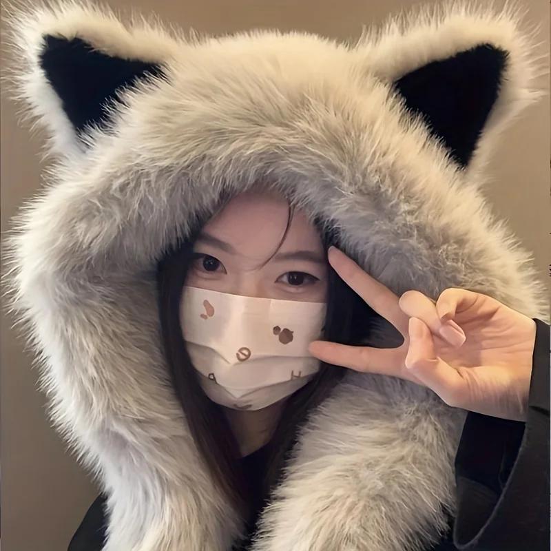 Faux Fur Polyester Cat Ear Hat with Integrated Scarf Winter Warm Unisex Headwear for Men Women Daily Cold Weather Outdoor Use One Size Fits All сірий
Faux Fur Polyester Cat Ear Hat with Integrated Scarf Winter Warm Unisex Headwear for Men Women Daily Cold Weather Outdoor Use One Size Fits All сірий