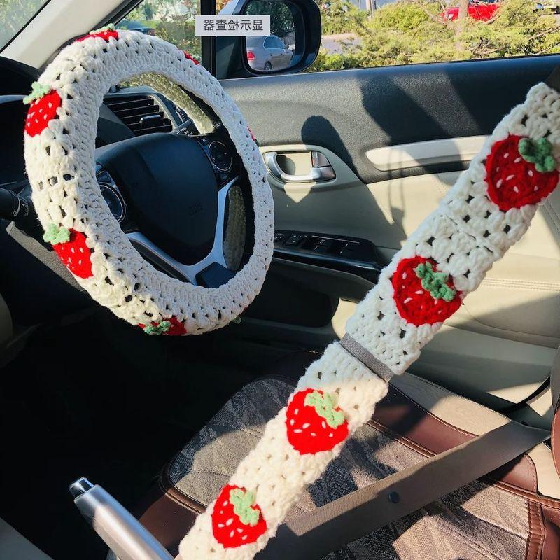 1pc Steering Wheel Cover 2pcs Seatbelt Cover Handmade Crochet for Car Interior Decoration
1pc Steering Wheel Cover 2pcs Seatbelt Cover Handmade Crochet for Car Interior Decoration