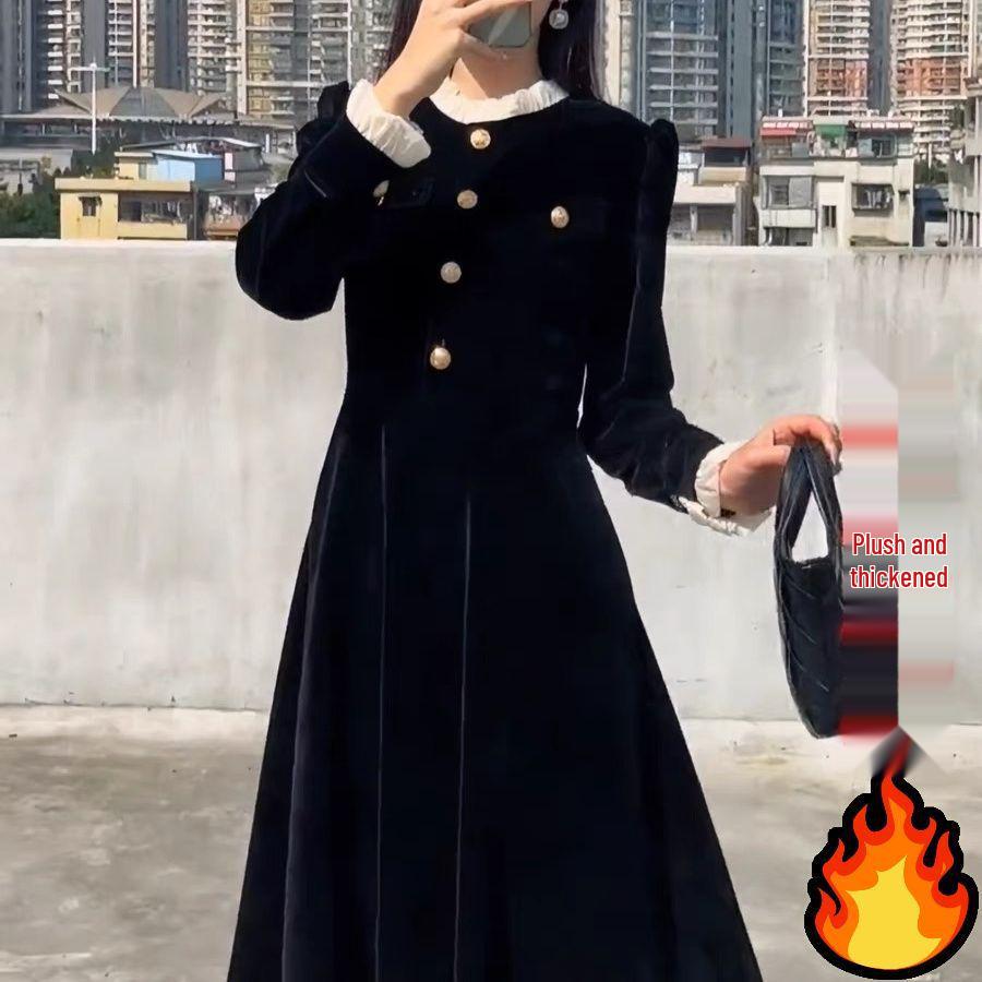 Plus Size Fleece-Lined Black Dress with Waist Cinch - Autumn/Winter 2025 Collection for Women M (suitable for 80-100 lbs)
Plus Size Fleece-Lined Black Dress with Waist Cinch - Autumn/Winter 2025 Collection for Women M (suitable for 80-100 lbs)