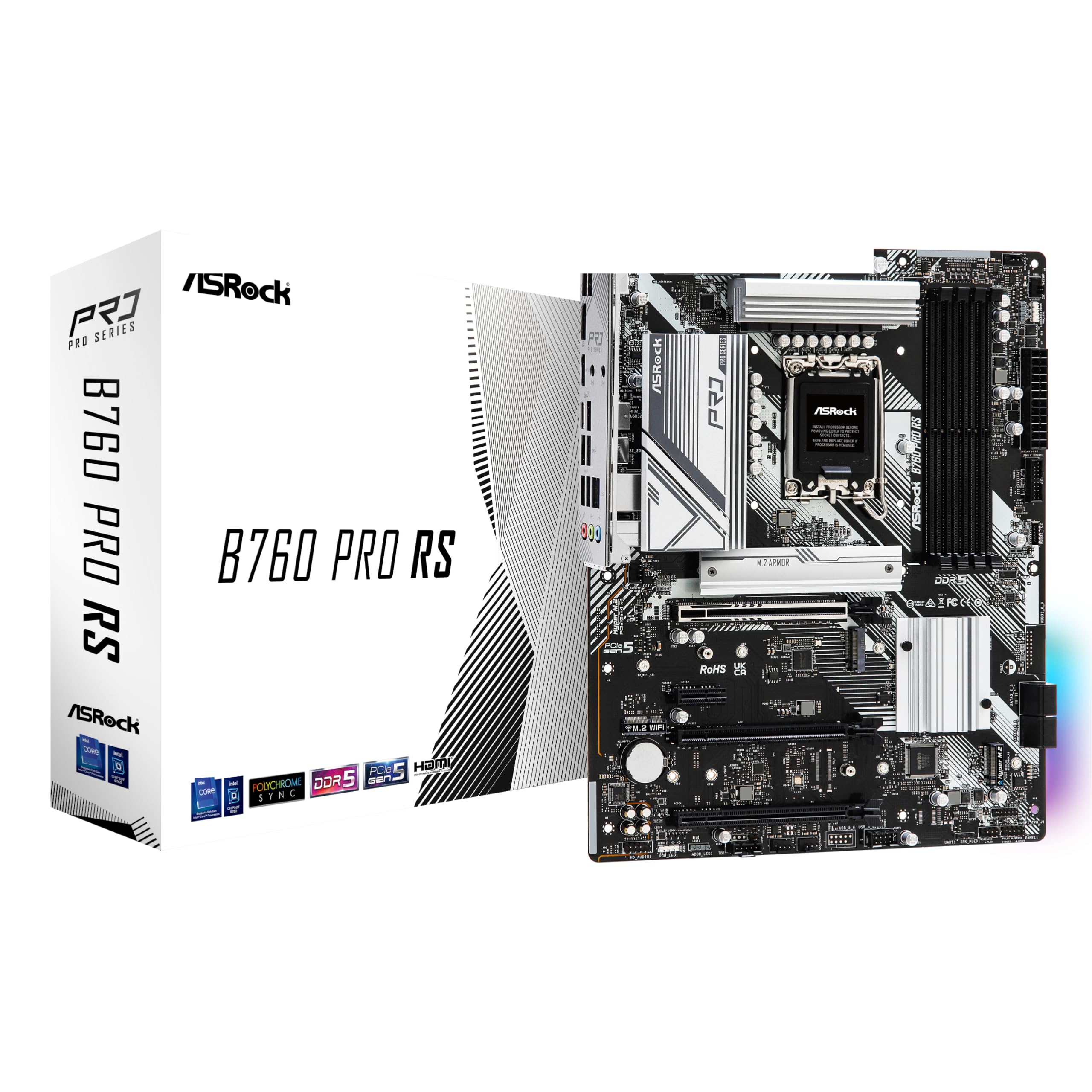 ASRock Motherboard B760 Pro RS Compatible with Intel 12th and 13th Generation CPU B760 Chipset DDR5 ATX Motherboard Authorized Distributor (LGA1700)
ASRock Motherboard B760 Pro RS Compatible with Intel 12th and 13th Generation CPU B760 Chipset DDR5 ATX Motherboard Authorized Distributor (LGA1700)