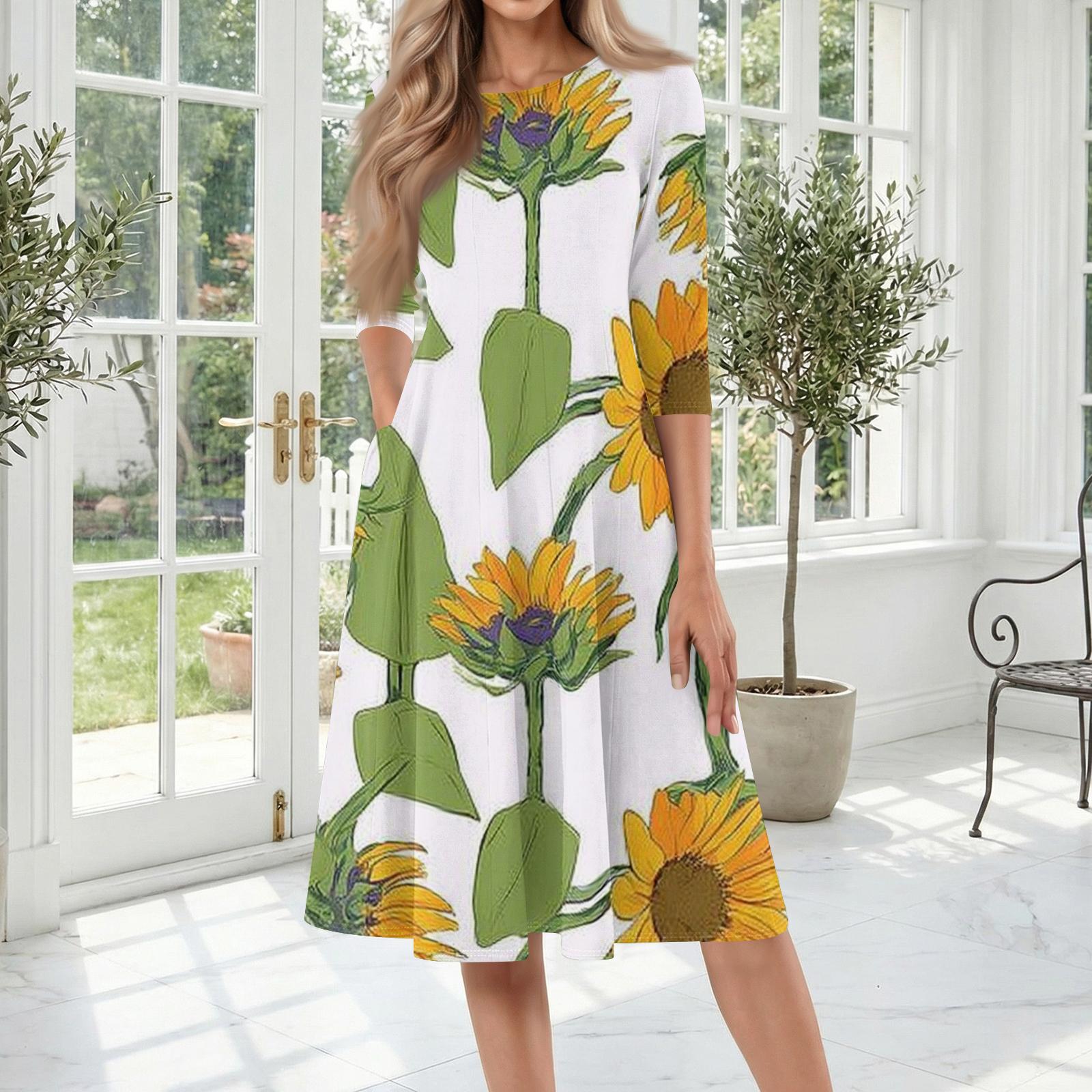 Women Casual Fashion Round Neck Three Quarter Sleeve Floral Print Mid Length Dress Comfortable Fit Lightweight Fabric Suitable for Daily Wear XXXL бежевый
Women Casual Fashion Round Neck Three Quarter Sleeve Floral Print Mid Length Dress Comfortable Fit Lightweight Fabric Suitable for Daily Wear XXXL бежевый
