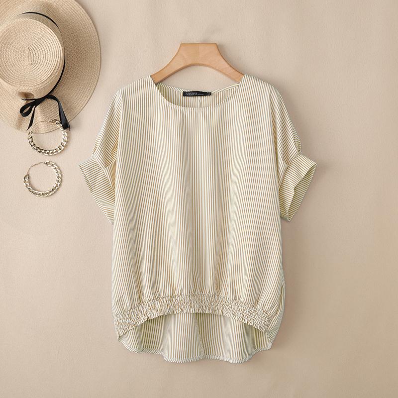 ZANZEA Women Casual Round Neck Asymmetrical Hem Summer Short Sleeve Stripe Blouse 5XL хакі
ZANZEA Women Casual Round Neck Asymmetrical Hem Summer Short Sleeve Stripe Blouse 5XL хакі