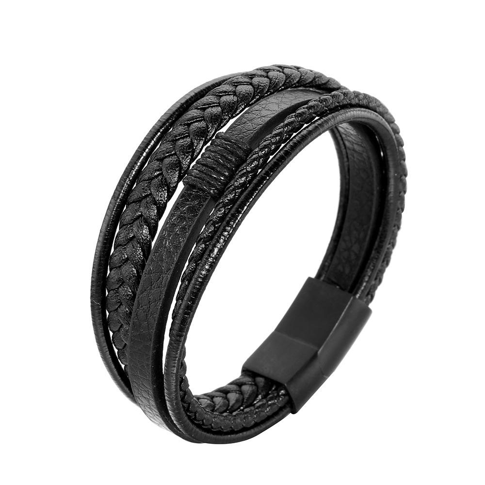 Retro handwoven men s leather bracelet, simple stainless steel magnet buckle, couple s jewelry
Retro handwoven men s leather bracelet, simple stainless steel magnet buckle, couple s jewelry