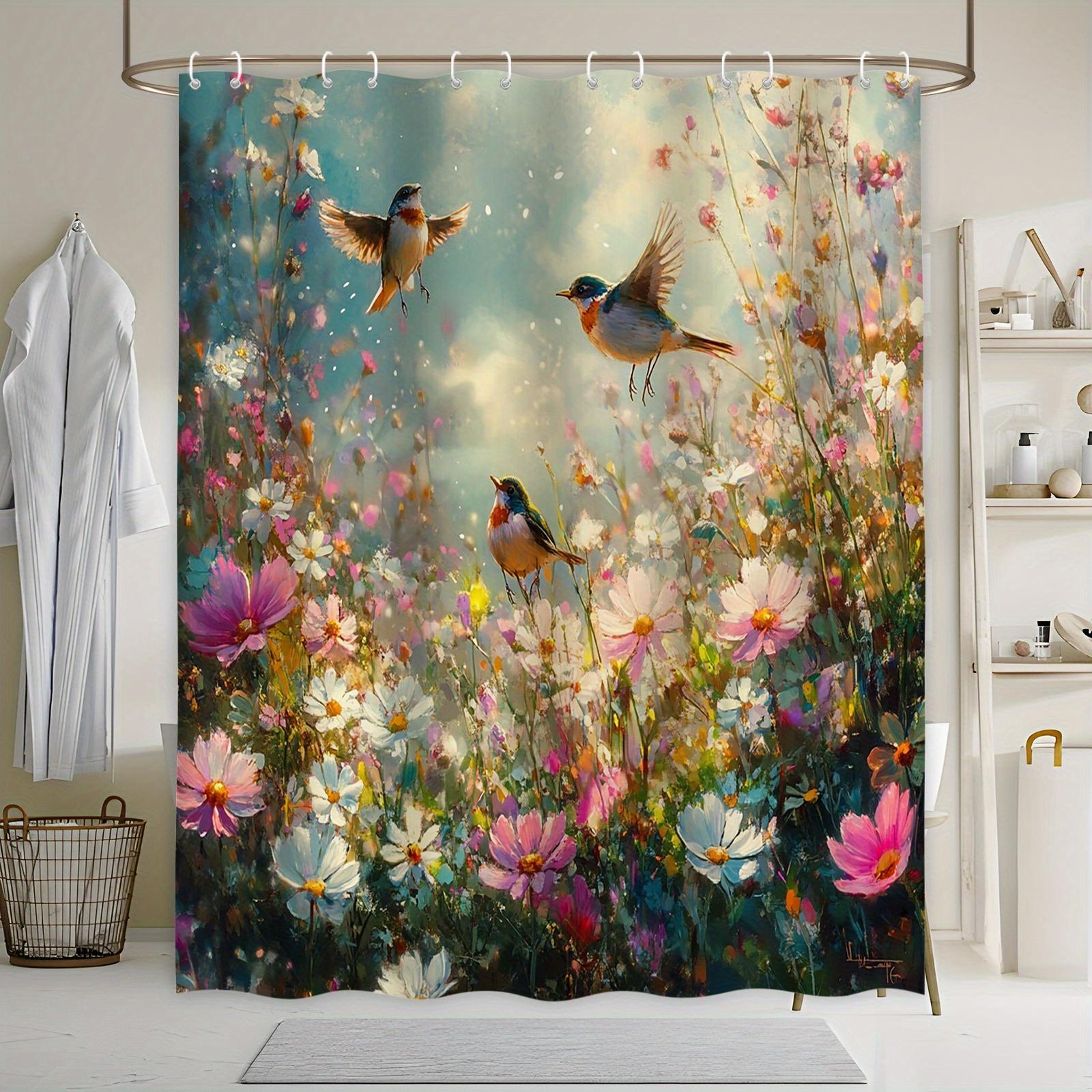 Whimsical Nature Bath Curtain - Birds in Flight Over Wildflower Field, Sunlit Sky, Pink & Purple Blooms, Polyester W90XH180cm
Whimsical Nature Bath Curtain - Birds in Flight Over Wildflower Field, Sunlit Sky, Pink & Purple Blooms, Polyester W90XH180cm