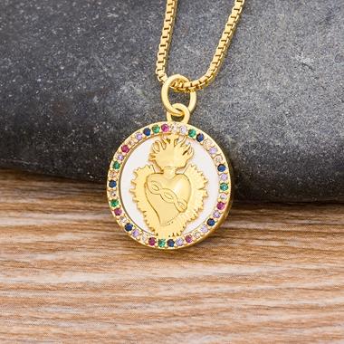 Nidin New Arrival Sacred Heart of Jesus Necklace Copper Zircon Pendants Charm Party Wedding Anniversary Jewelry Gifts For Women
Nidin New Arrival Sacred Heart of Jesus Necklace Copper Zircon Pendants Charm Party Wedding Anniversary Jewelry Gifts For Women