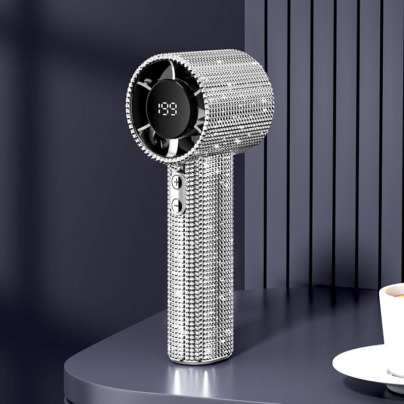 Diamond-Encrusted Turbo USB Handheld Fan with Digital Display
Diamond-Encrusted Turbo USB Handheld Fan with Digital Display