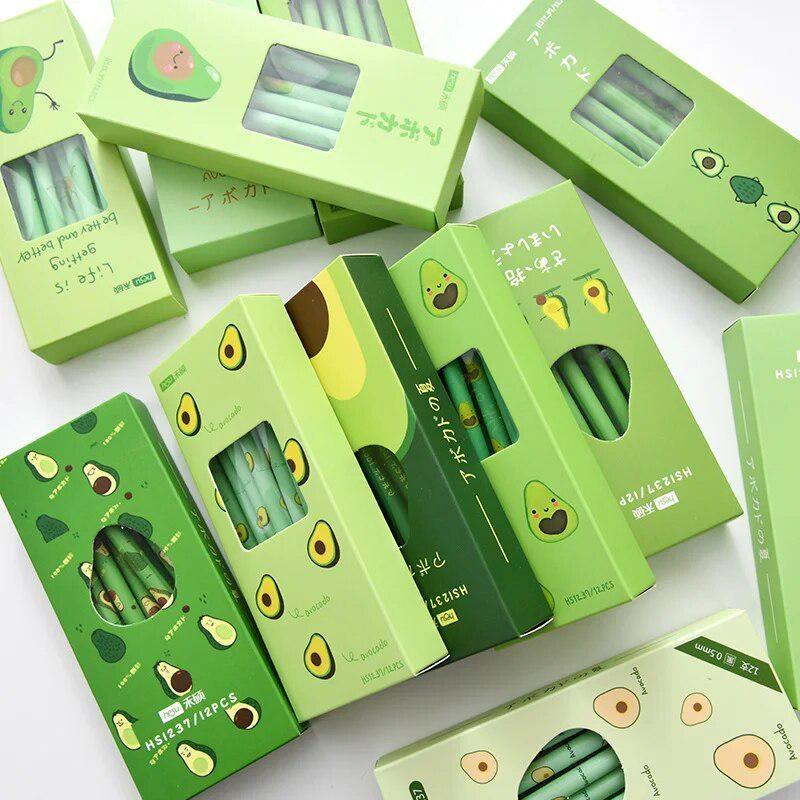 1 шт. кавайная фруктовая нейтральная ручка милая авокадо гелевая ручка 0,5 мм черная чернильная ручка для детей подарки школьные канцелярские принадлежности 1pcs