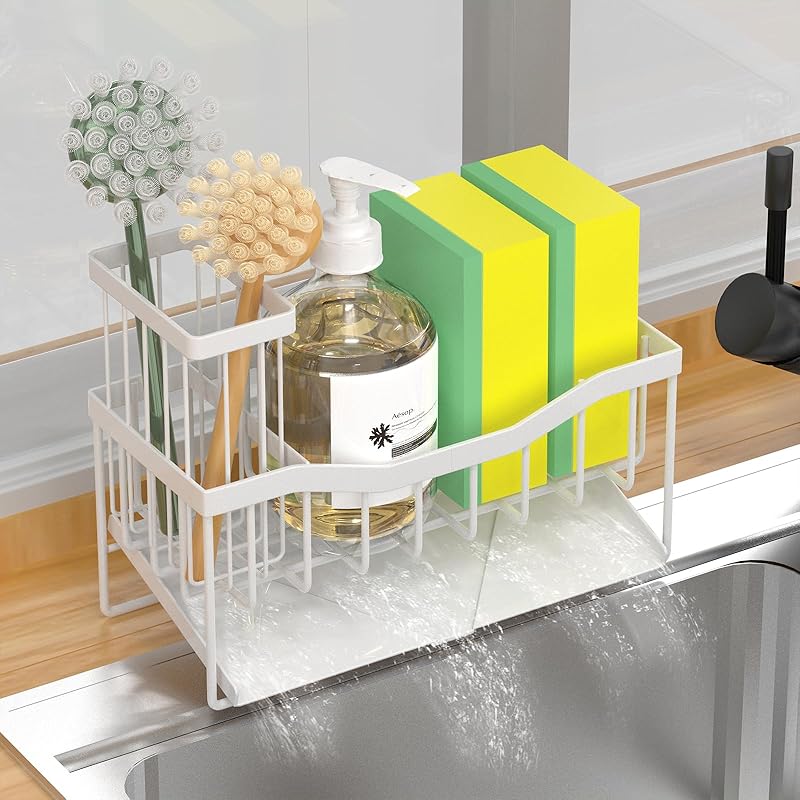Подставка для раковины Маифан, держатель для губки для кухни с держателем для щетки и самосливным поддоном из нержавеющей стали, нержавеющий органайзер для кухонной раковины для губки, мыла белый
Подставка для раковины Маифан, держатель для губки для кухни с держателем для щетки и самосливным поддоном из нержавеющей стали, нержавеющий органайзер для кухонной раковины для губки, мыла белый
