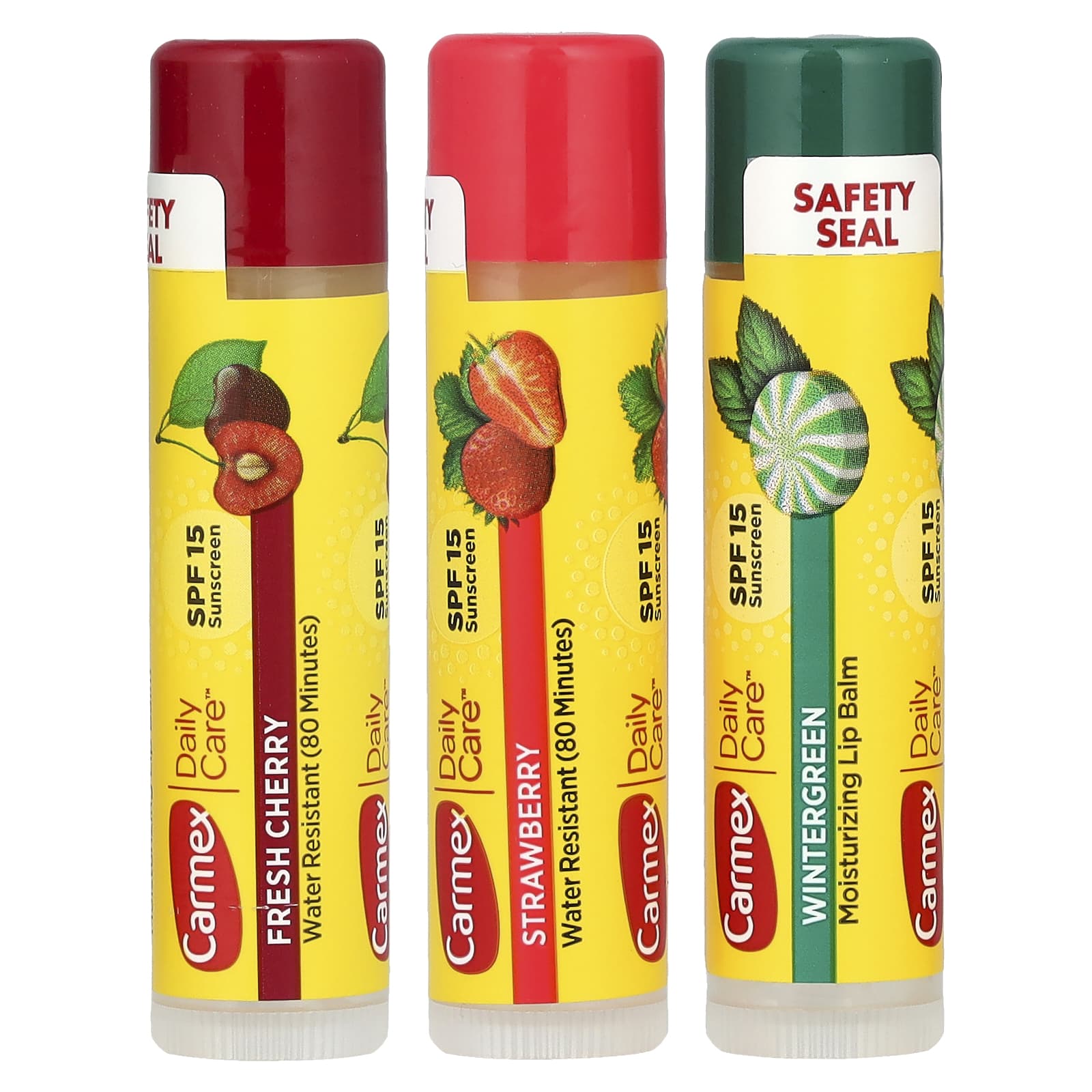 Daily Care, Moisturizing Lip Balm, Multi-Purpose, Spf 15, 3 Pack, 0.15 Oz (4.25 G) Each
Daily Care, Moisturizing Lip Balm, Multi-Purpose, Spf 15, 3 Pack, 0.15 Oz (4.25 G) Each