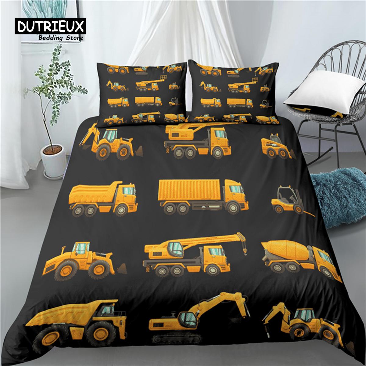 Главная Жизнь Роскошь 3D Печать Бетонного Грузовика 2/3 Шт Удобный Пододеяльник Наволочка Постельное Белье Комплекты Королева и Король Размер AU/EU/US EU single(135x200cm)