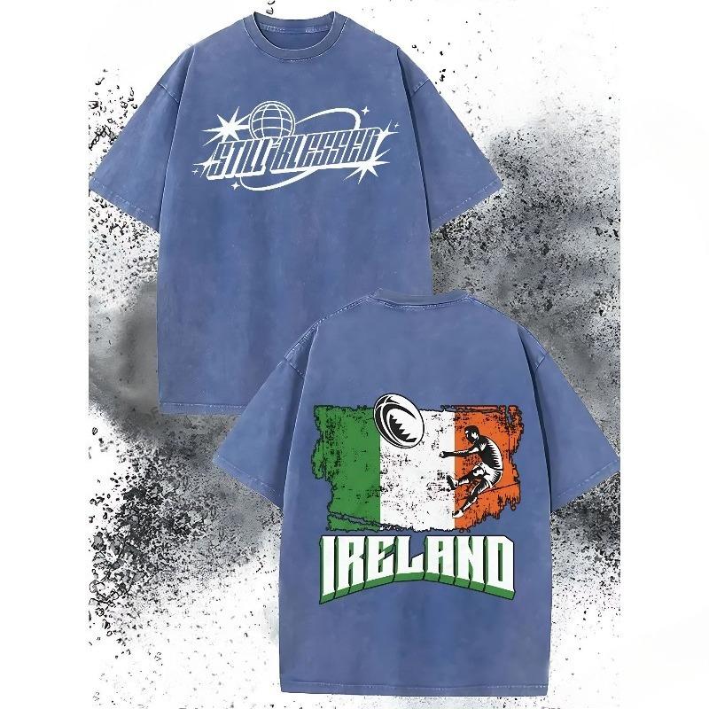 European sizes Vintage Graphic Irish Flag Rugby Player and Starburst Print Men Oversized Washed Casual T Shirt 5XL синій
European sizes Vintage Graphic Irish Flag Rugby Player and Starburst Print Men Oversized Washed Casual T Shirt 5XL синій