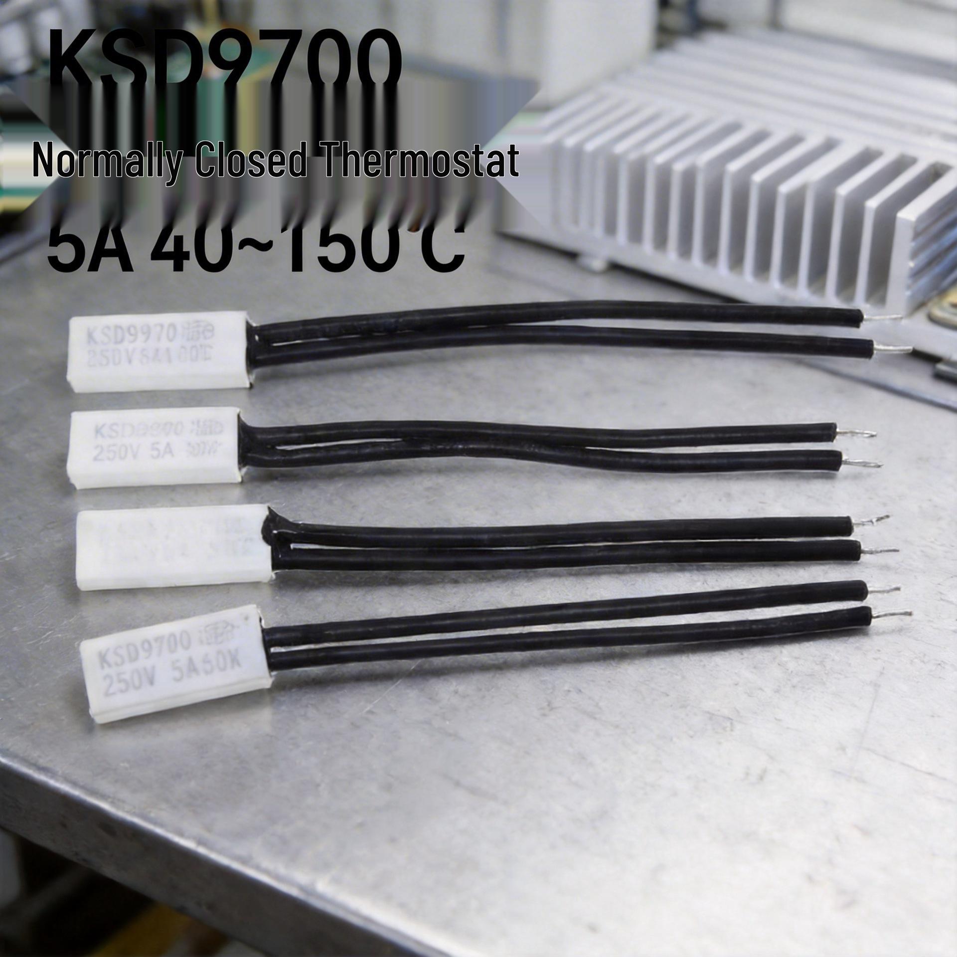 Plastic KSD9700 Normally Closed Thermal Protector, 5A, 40°C-150°C Temperature Control Switch 105°C | Wire length: 70mm
Plastic KSD9700 Normally Closed Thermal Protector, 5A, 40°C-150°C Temperature Control Switch 105°C | Wire length: 70mm