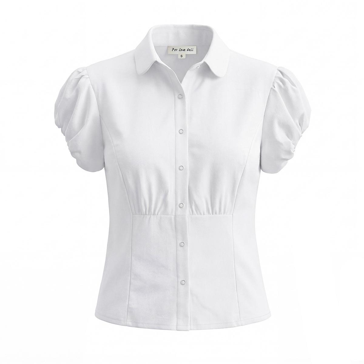 Retro Waist-Cinched Puff Sleeve Shirt - Slim Fit Button-Up Cropped Top for Women 2026 Collection. Small
Retro Waist-Cinched Puff Sleeve Shirt - Slim Fit Button-Up Cropped Top for Women 2026 Collection. Small