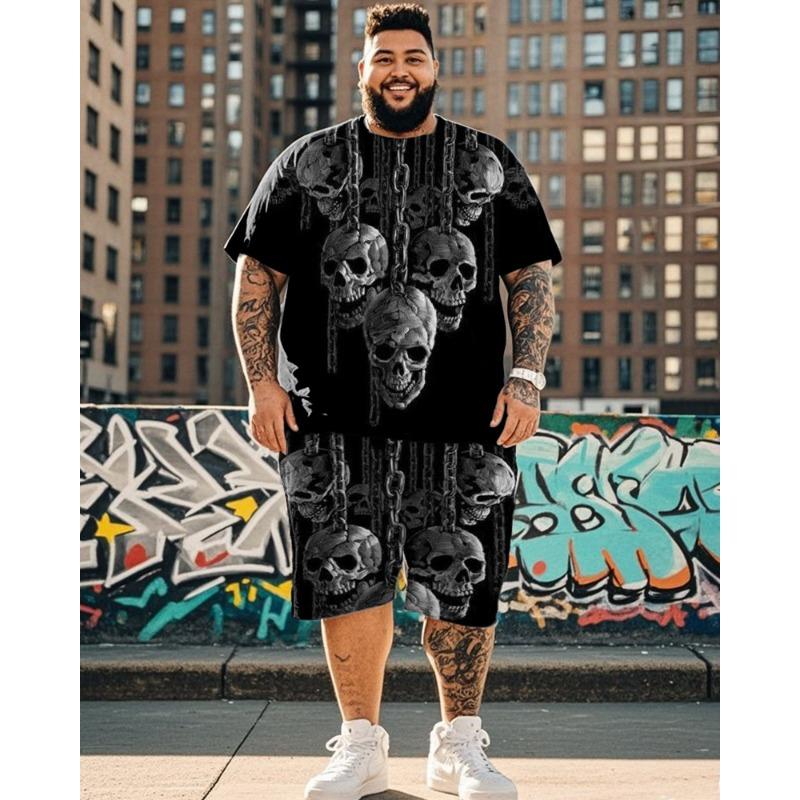 Plus Size Men s Oversized Fit, Skull, Chain & Bandana Print T-Shirt & Shorts Set, Casual Streetwear Outfit 6XL
Plus Size Men s Oversized Fit, Skull, Chain & Bandana Print T-Shirt & Shorts Set, Casual Streetwear Outfit 6XL