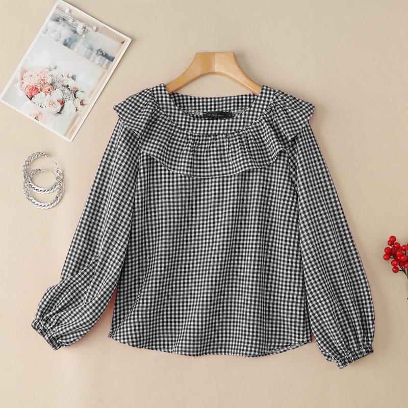 ZANZEA Женская повседневная блузка с оборками, круглым вырезом, свободного кроя, с длинным рукавом, в клетку S чёрный
ZANZEA Женская повседневная блузка с оборками, круглым вырезом, свободного кроя, с длинным рукавом, в клетку S чёрный