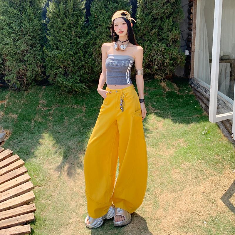 Желтые джинсы карго женские с высокой посадкой, свободные брюки с широкими штанинами XL жёлтый
Желтые джинсы карго женские с высокой посадкой, свободные брюки с широкими штанинами XL жёлтый