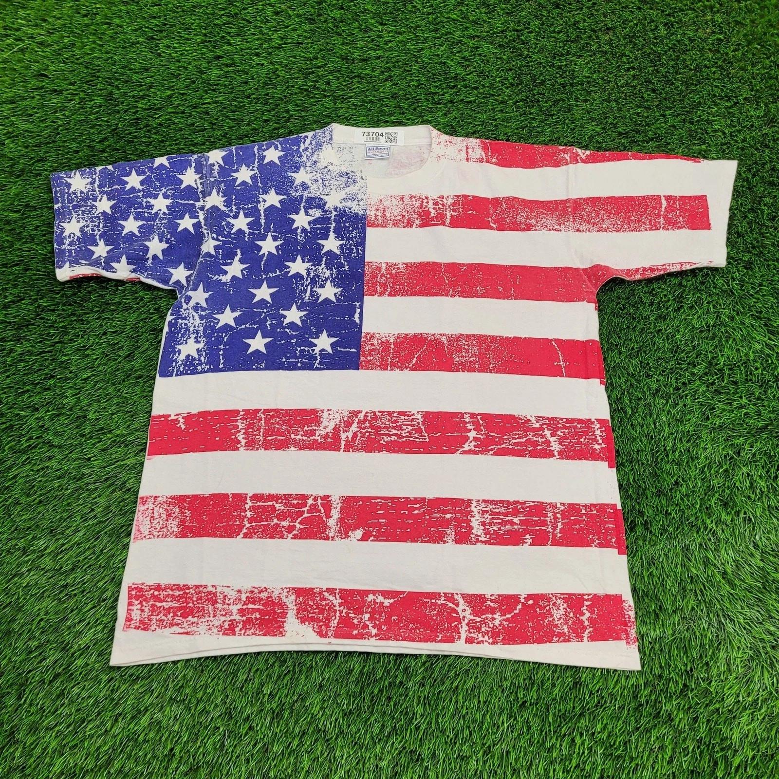Винтажная рубашка с принтом American Flag AOP XL 23x29 Однострочный шов S
Винтажная рубашка с принтом American Flag AOP XL 23x29 Однострочный шов S