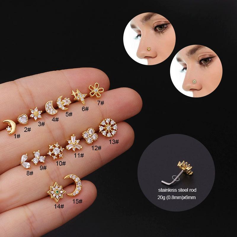 Go Party Wholesale Fashion Stainless Steel Bar with Copper L-Shaped Nose Rings Moon Heart Flower Nose Stud Body Piercing
Go Party Wholesale Fashion Stainless Steel Bar with Copper L-Shaped Nose Rings Moon Heart Flower Nose Stud Body Piercing