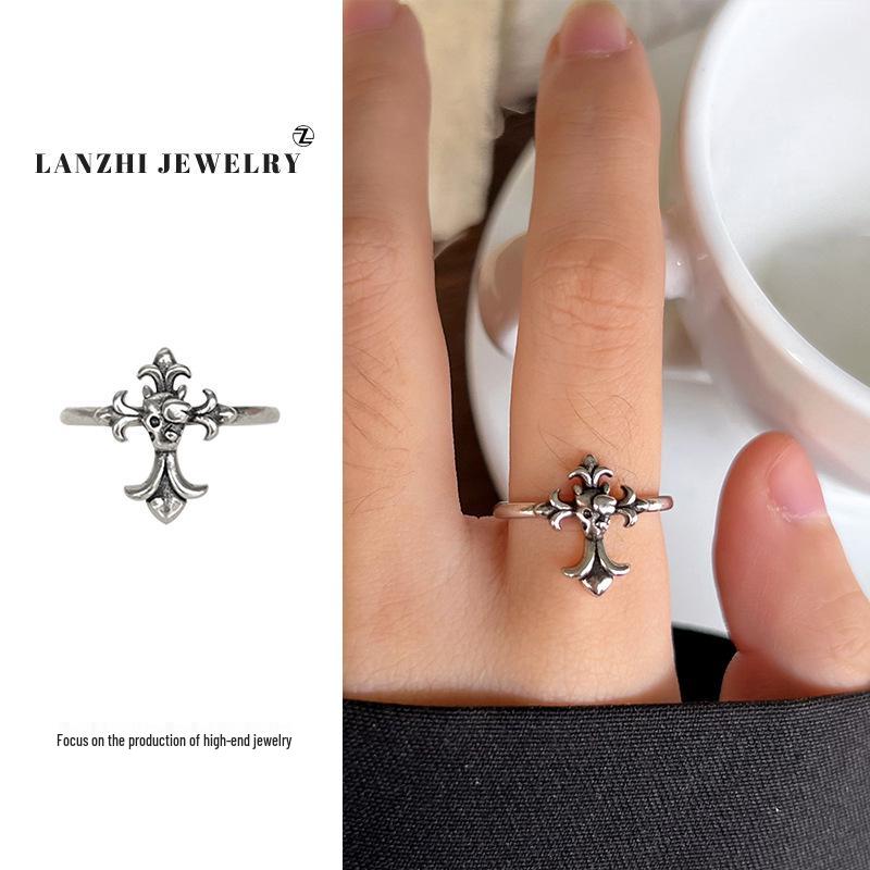 Серебряное кольцо с черепом: Стильные, прочные и уникальные украшения открытого типа для женщин Adjustable Open Ring