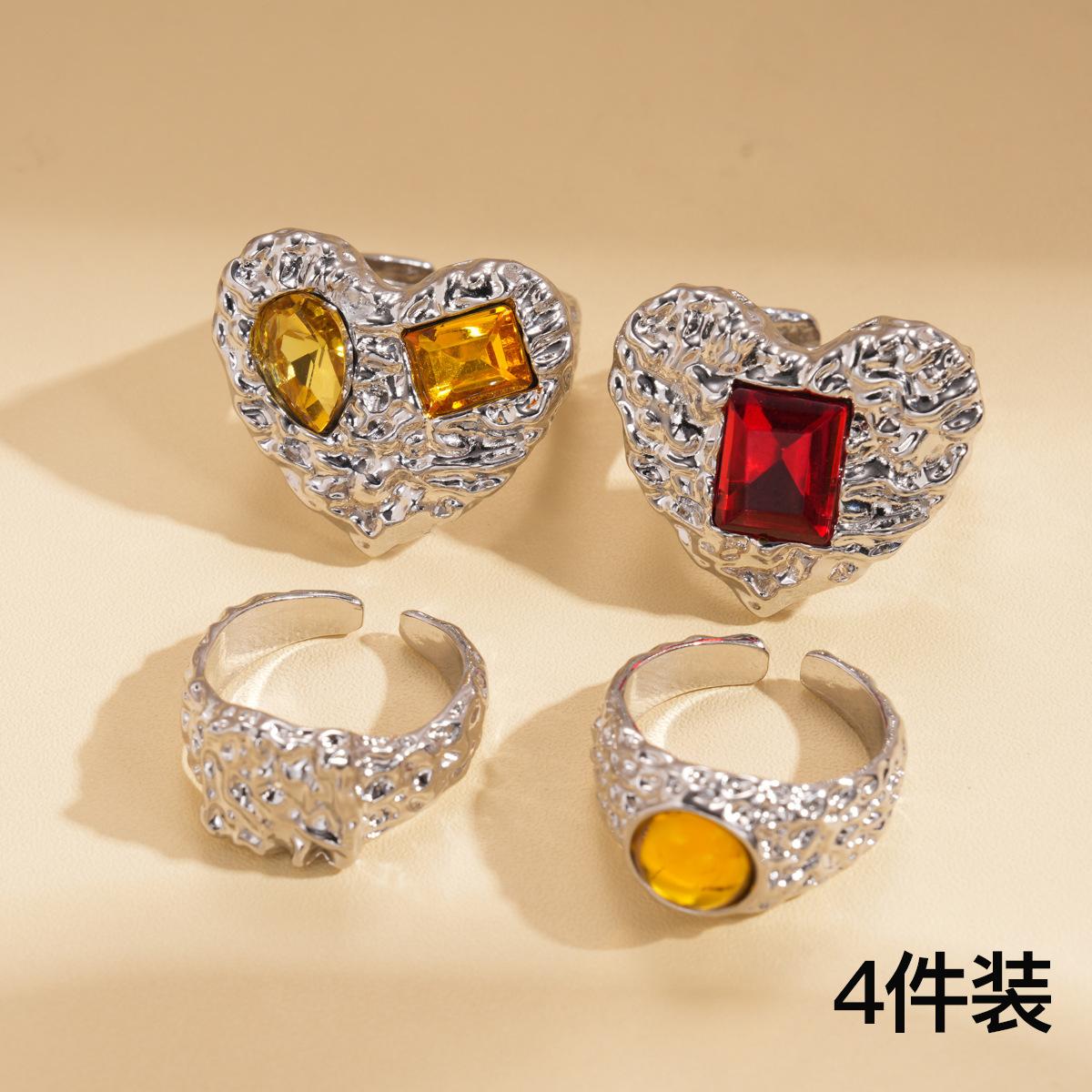 Four-piece resin pleated love geometric opening ring retro personalized jewelry
Four-piece resin pleated love geometric opening ring retro personalized jewelry