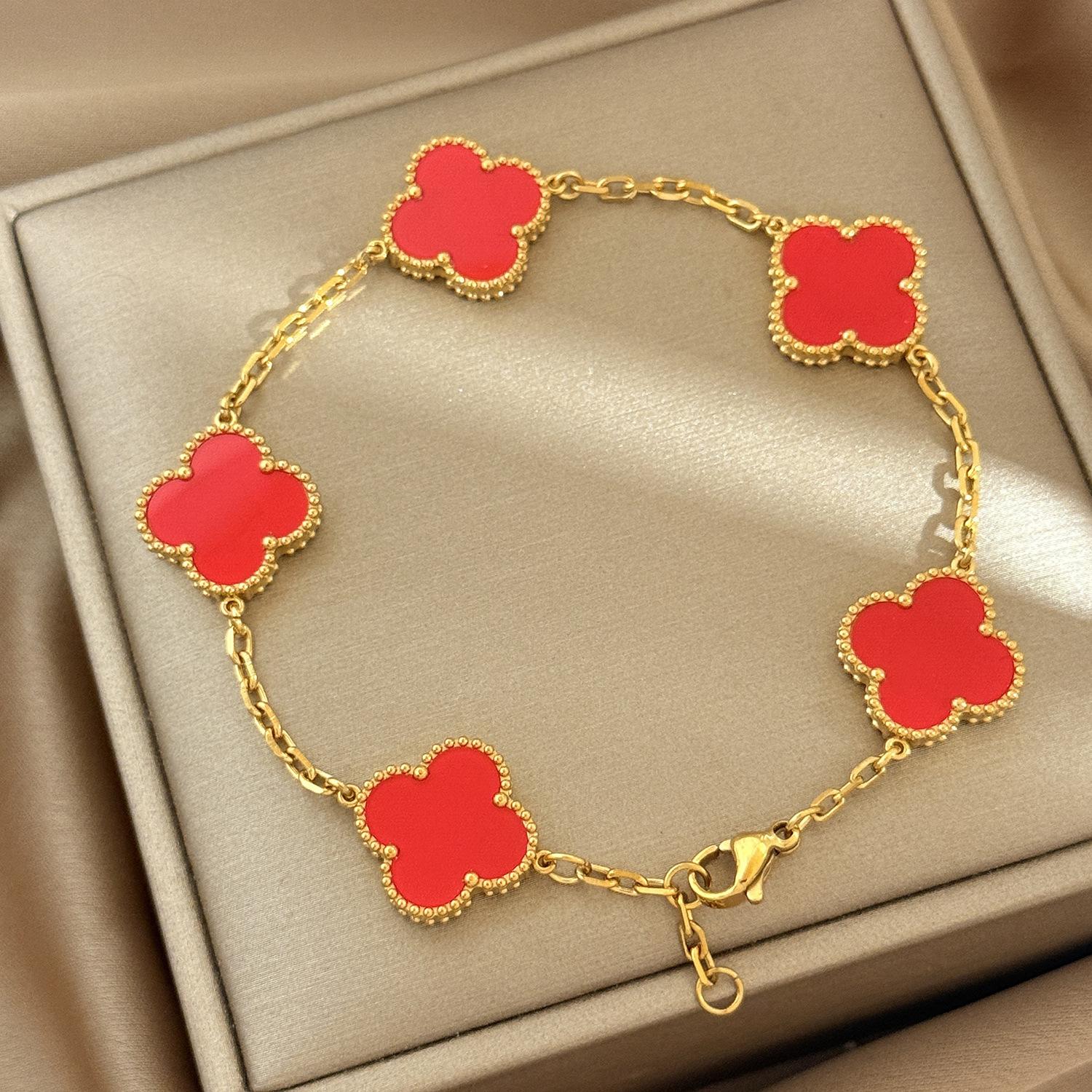 15мм Титанова сталь Браслет Чотирилисник Висока якість Браслет П ятиквітка 18К Не тьмяніє Жіночий браслет
15мм Титанова сталь Браслет Чотирилисник Висока якість Браслет П ятиквітка 18К Не тьмяніє Жіночий браслет