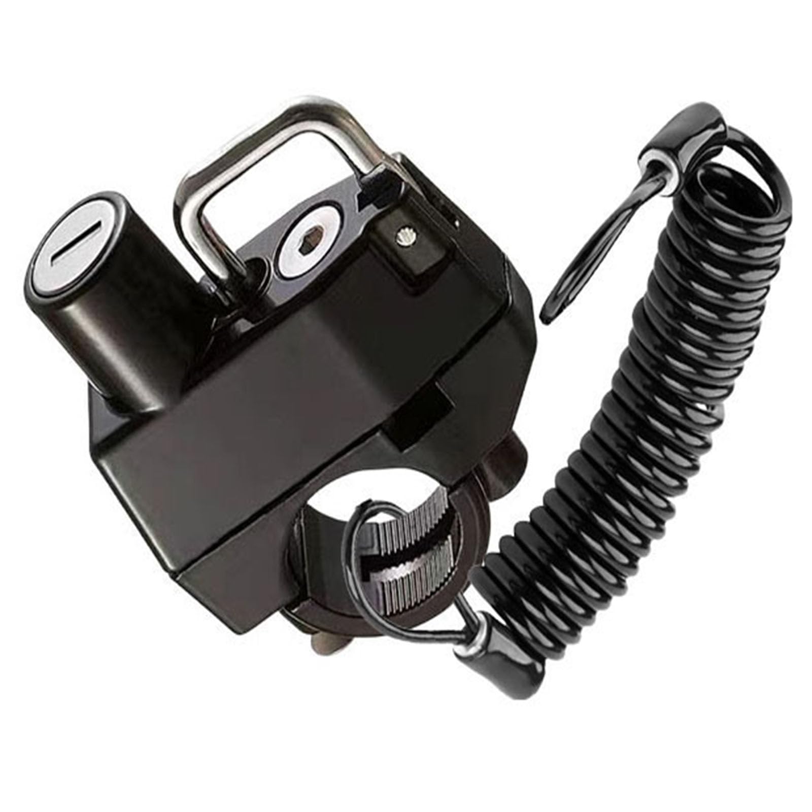 Motorcycle helmet lock, compatible with 22mm-28mm handlebars, retractable steel cable, key and special wrench included, multi-functional holder
Motorcycle helmet lock, compatible with 22mm-28mm handlebars, retractable steel cable, key and special wrench included, multi-functional holder