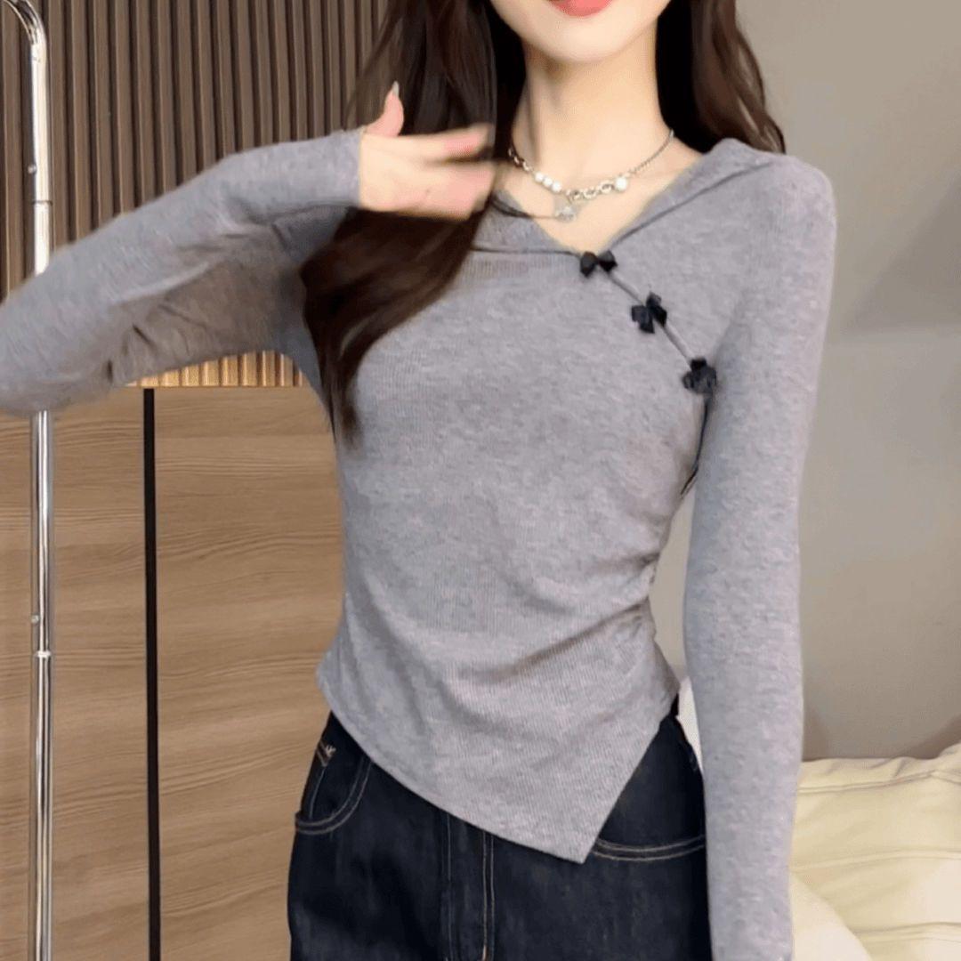 Women s Plus Size Chinese Bow Long Sleeve T-Shirt - Spring/Autumn Slimming Design L сірий колір
Women s Plus Size Chinese Bow Long Sleeve T-Shirt - Spring/Autumn Slimming Design L сірий колір