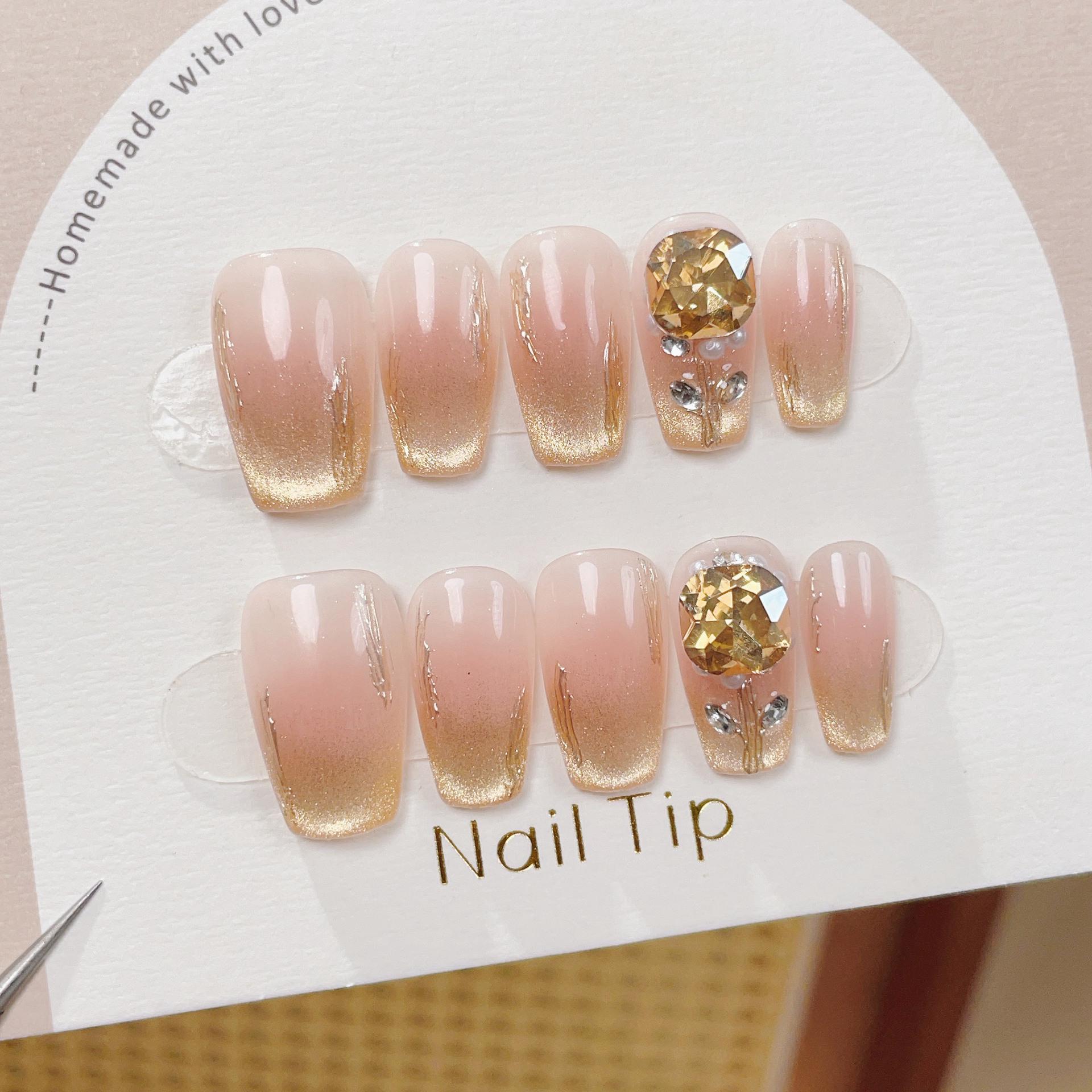 Super Sparkly Cat Eye Champagne Rose Press-On Nails with Gel Finish and Stickers Small
Super Sparkly Cat Eye Champagne Rose Press-On Nails with Gel Finish and Stickers Small