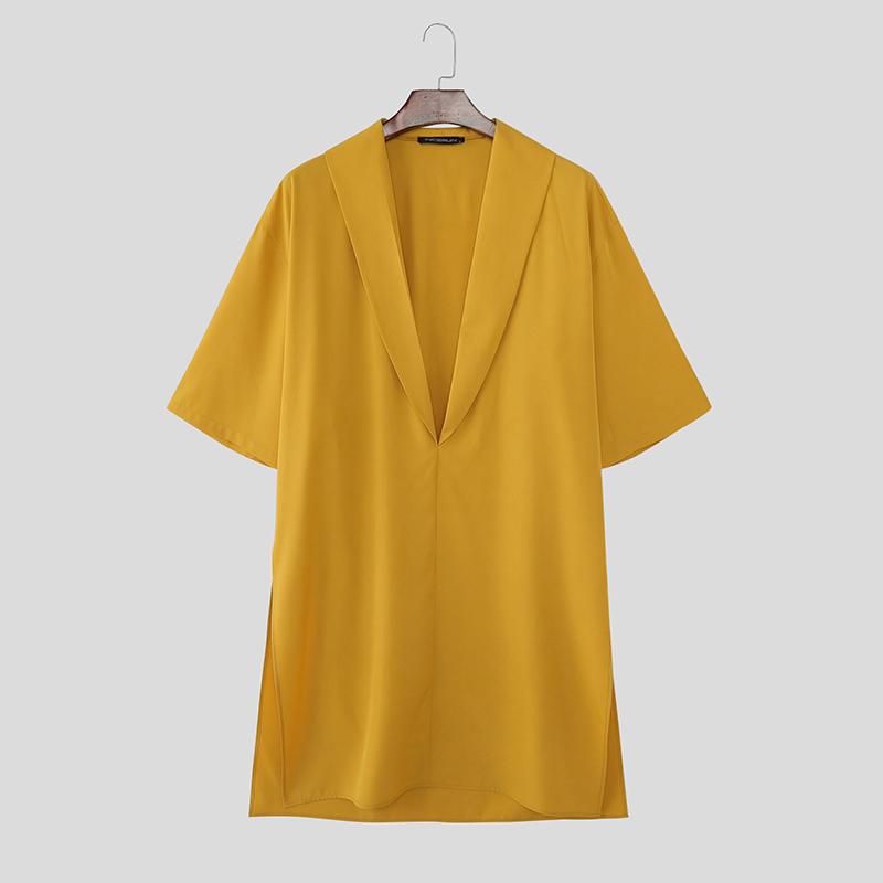 INCERUN Men Deep V Neck Short Sleeve Splits Casual Long T-shirts Tee 3XL жовтий
INCERUN Men Deep V Neck Short Sleeve Splits Casual Long T-shirts Tee 3XL жовтий