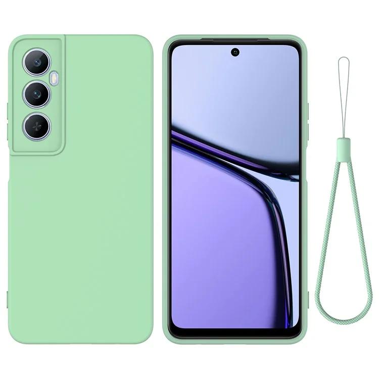 Для Realme C65 4G защитный чехол жидкий силиконовый чехол для телефона с ремешком на запястье - зеленый
Для Realme C65 4G защитный чехол жидкий силиконовый чехол для телефона с ремешком на запястье - зеленый