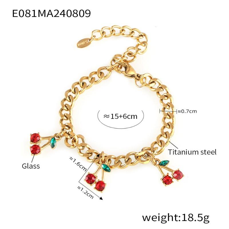 Glass stone red cherry jewelry set - trendy accessories minimalist necklace & bracelet
Glass stone red cherry jewelry set - trendy accessories minimalist necklace & bracelet