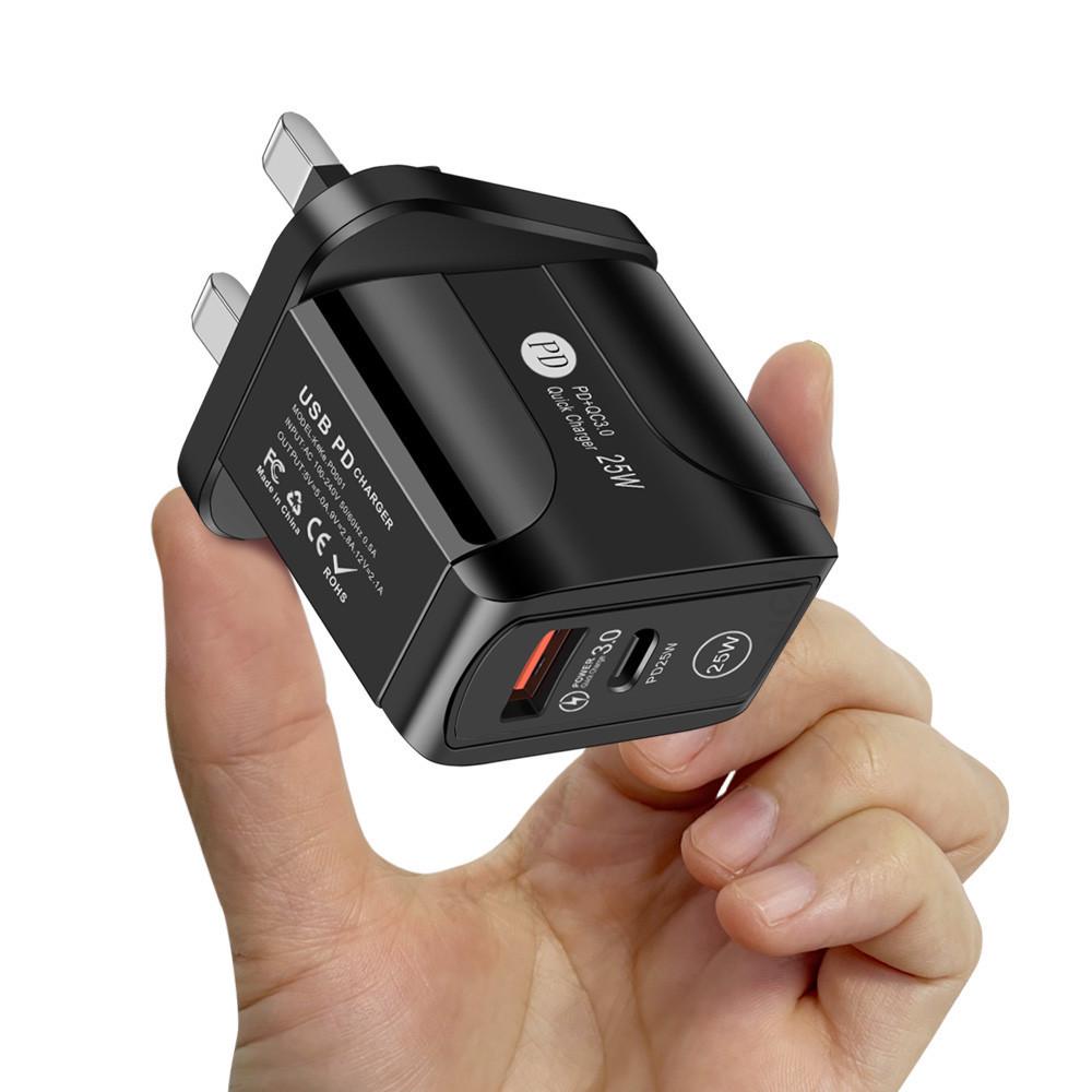 25W PD Fast Charging Adapter, 5A Type-C Charger for EU, US, UK Standards
25W PD Fast Charging Adapter, 5A Type-C Charger for EU, US, UK Standards