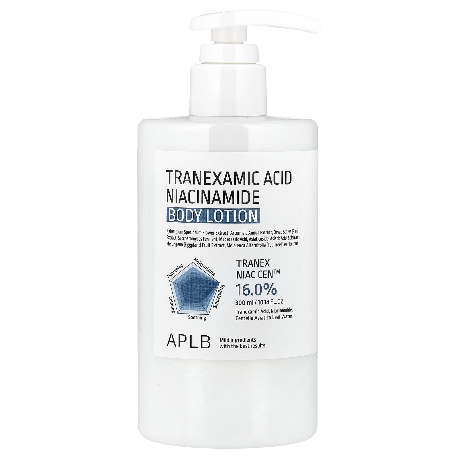 APLB, Tranexamic Acid Niacinamide Body Lotion, 300ml (10.14 fl oz)
APLB, Tranexamic Acid Niacinamide Body Lotion, 300ml (10.14 fl oz)