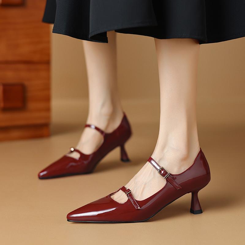 Q/Женские туфли на высоком каблуке, новые туфли на высоком каблуке весной/летом, туфли из натуральной кожи, однотонные, на маленьком остром каблуке, на большом низком каблуке 
Q/Женские туфли на высоком каблуке, новые туфли на высоком каблуке весной/летом, туфли из натуральной кожи, однотонные, на маленьком остром каблуке, на большом низком каблуке