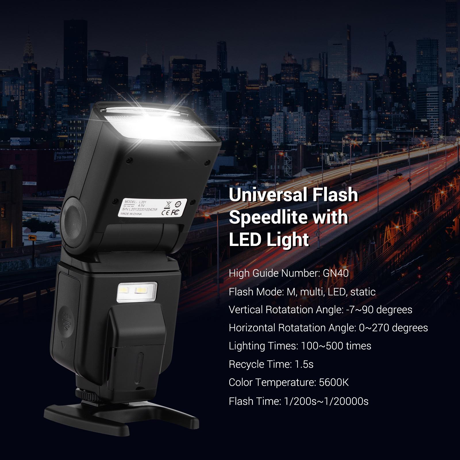Andoer Flash Speedlite GN40 Adjustable LED Fill Light On-camera Flash With Bracket Replacement for Canon Nikon DSLR Cameras
Andoer Flash Speedlite GN40 Adjustable LED Fill Light On-camera Flash With Bracket Replacement for Canon Nikon DSLR Cameras
